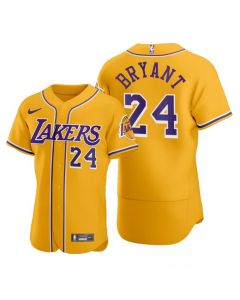 Men's Los Angeles Lakers #24 Kobe Bryant 2020 Gold NBA X MLB Crossover Edition Stitched Jersey