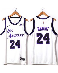 Men's Los Angeles Lakers #24 Kobe Bryant 2022/23 White Stitched Basketball Jersey