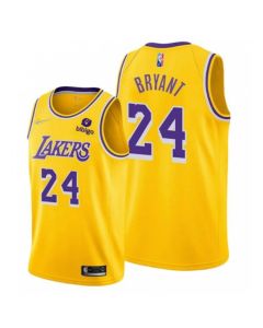 Men's Los Angeles Lakers #24 Kobe Bryant 75th Anniversary Yellow Stitched Basketball Jersey