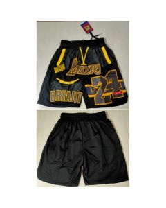 Men's Los Angeles Lakers #24 Kobe Bryant Black Shorts (Run Small) (Black)