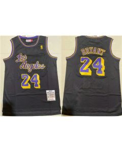 Men's Los Angeles Lakers #24 Kobe Bryant Black Throwback basketball Jersey (Black)