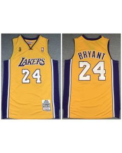 Men's Los Angeles Lakers #24 Kobe Bryant Gold NBA Final 2008-2009 Throwback Stitched Jersey