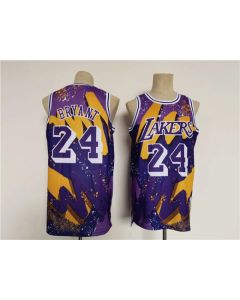 Men's Los Angeles Lakers #24 Kobe Bryant Purple Throwback basketball Jersey (Style 2)