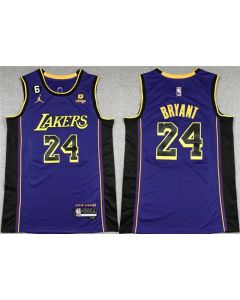 Men's Los Angeles Lakers #24 Kobe Bryant Purple With NO.6 Patch Stitched Basketball Jersey