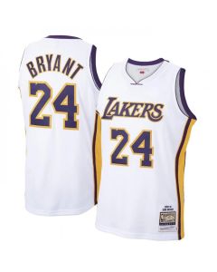 Men's Los Angeles Lakers #24 Kobe Bryant White 2009-10 Throwback basketball Jersey