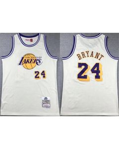 Men's Los Angeles Lakers #24 Kobe Bryant White Throwback basketball Jersey