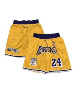 Men's Los Angeles Lakers #24 Kobe Bryant Yellow Shorts (Yellow)