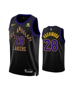 Men's Los Angeles Lakers #28 Rui Hachimura Black 2023/24 City Edition Stitched Basketball Jersey