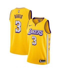 Men's Los Angeles Lakers #3 Anthony Davis 2019 Yellow City Edition Stitched NBA Jersey
