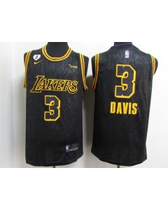 Men's Los Angeles Lakers #3 Anthony Davis 2020 Black City Edition With GiGi Patch Stitched Jersey
