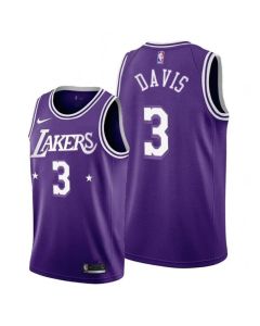 Men's Los Angeles Lakers #3 Anthony Davis 2021/22 City Edition Purple Stitched Jersey