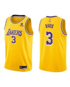 Men's Los Angeles Lakers #3 Anthony Davis 75th Anniversary Yellow Stitched Basketball Jersey