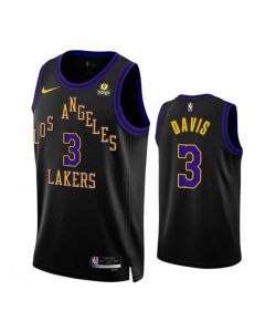 Men's Los Angeles Lakers #3 Anthony Davis Black 2023/24 City Edition Stitched Basketball Jersey