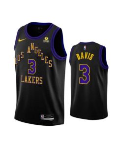 Men's Los Angeles Lakers #3 Anthony Davis Black 2023-24 City Edition Stitched Basketball Jersey