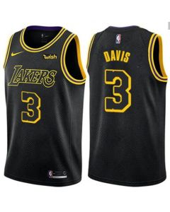 Men's Los Angeles Lakers #3 Anthony Davis Black Stitched NBA Jersey (Black)