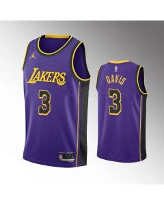 Men's Los Angeles Lakers #3 Anthony Davis Statement Edition Purple Stitched Basketball Jersey