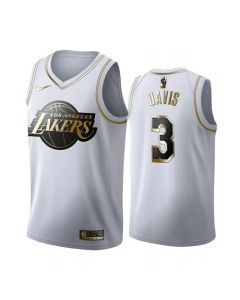 Men's Los Angeles Lakers #3 Anthony Davis White 2019 Golden Edition Stitched NBA Jersey