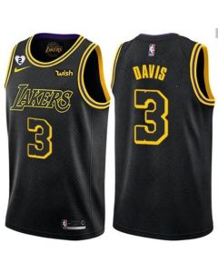 Men's Los Angeles Lakers #3 Anthony Davis With Gigi Patch Black Stitched Jersey