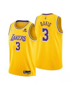 Men's Los Angeles Lakers #3 Anthony Davis Yellow 75th Anniversary Stitched Jersey