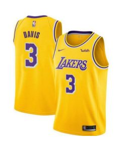 Men's Los Angeles Lakers #3 Anthony Davis Yellow Stitched NBA Jersey