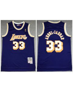 Men's Los Angeles Lakers #33 Kareem Abdul-Jabbar Purple 1994-95 Throwback Stitched Jersey