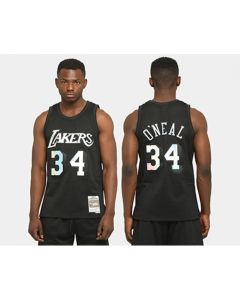 Men's Los Angeles Lakers #34 Shaquille O'Neal Black Stitched NBA Jersey