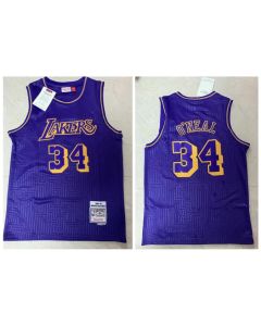 Men's Los Angeles Lakers #34 Shaquille O'Neal Purple 1996-1997 Limited Stitched Jersey