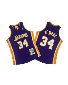 Men's Los Angeles Lakers #34 Shaquille O'Neal Purple 1999-00 Throwback basketball Jersey