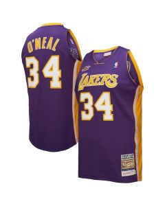 Men's Los Angeles Lakers #34 Shaquille O'Neal Purple 2000 NBA All-Star Game Authentic Jersey (Purple)