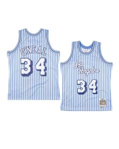 Men's Los Angeles Lakers #34 Shaquille O'Neal White 1996-97 Hardwood Classics Throwback Stitched Jersey
