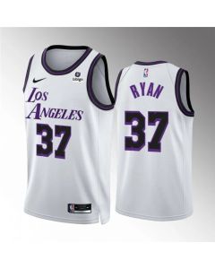 Men's Los Angeles Lakers #37 Matt Ryan White City Edition Stitched Basketball Jersey