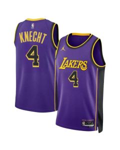 Men's Los Angeles Lakers #4 Dalton Knecht Purple 2024 Draft Statement Edition Stitched Basketball Jersey