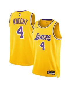 Men's Los Angeles Lakers #4 Dalton Knecht Yellow 2024 Draft Icon Edition Stitched Basketball Jersey