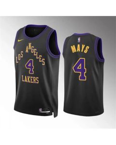 Men's Los Angeles Lakers #4 Skylar Mays Black 2023/24 City Edition Stitched Basketball Jersey