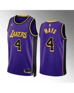 Men's Los Angeles Lakers #4 Skylar Mays Purple Statement Edition Stitched Basketball Jersey