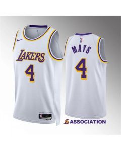 Men's Los Angeles Lakers #4 Skylar Mays White Association Edition Stitched Basketball Jersey