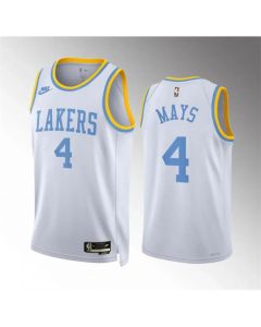 Men's Los Angeles Lakers #4 Skylar Mays White Classic Edition Stitched Basketball Jersey