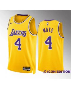 Men's Los Angeles Lakers #4 Skylar Mays Yellow Icon Edition Stitched Basketball Jersey