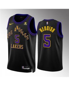Men's Los Angeles Lakers #5 Cam Reddish Black 2023/24 City Edition Stitched Basketball Jersey