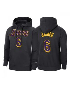 Men's Los Angeles Lakers #6 LeBron James 2021 Black Pullover Hoodie (Black)