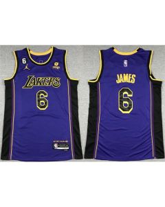 Men's Los Angeles Lakers #6 LeBron James 2022/23 Purple Classic Edition No.6 Patch Stitched Basketball Jersey