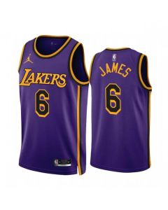 Men's Los Angeles Lakers #6 LeBron James 2022/23 Purple Statement Edition Stitched Basketball Jersey