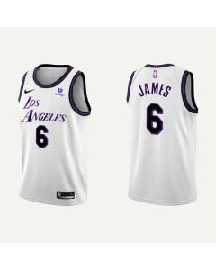 Men's Los Angeles Lakers #6 LeBron James 2022/23 White Stitched Basketball Jersey
