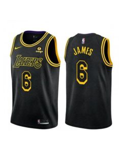 Men's Los Angeles Lakers #6 LeBron James Black "bibigo" Stitched Basketball Jersey