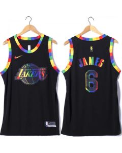 Men's Los Angeles Lakers #6 LeBron James Black Stitched Basketball Jersey