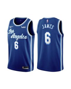 Men's Los Angeles Lakers #6 LeBron James Blue Classic Edition Swingman Stitched NBA Jersey