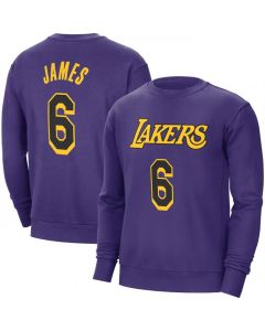 Men's Los Angeles Lakers #6 LeBron James Purple Long Sleeve T-Shirt