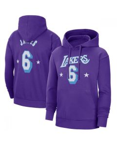 Men's Los Angeles Lakers #6 LeBron James Purple Pullover Hoodie (Purple)