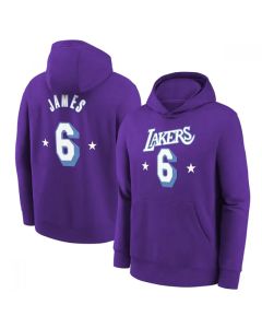 Men's Los Angeles Lakers #6 LeBron James Purple Pullover Hoodie