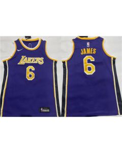 Men's Los Angeles Lakers #6 LeBron James Purple Stitched Basketball Jersey (Purple)